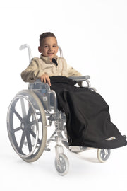 Belieff Kinder-Rollstuhldecke aus Fleece – unten offen – doppellagig – Schwarz