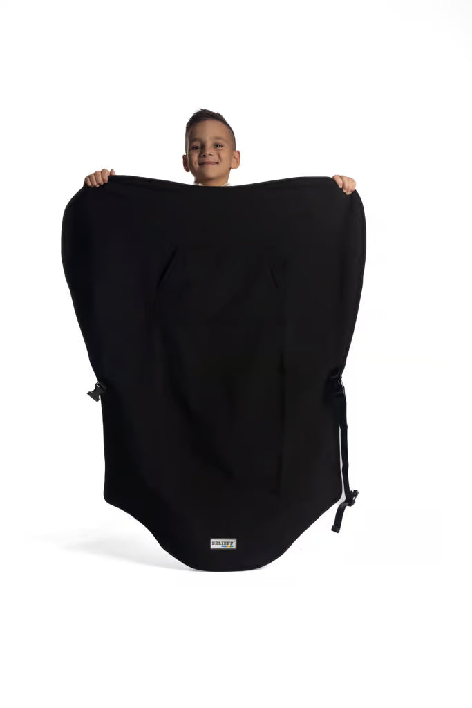 Belieff Kinder-Rollstuhldecke aus Fleece – unten offen – doppellagig – Schwarz