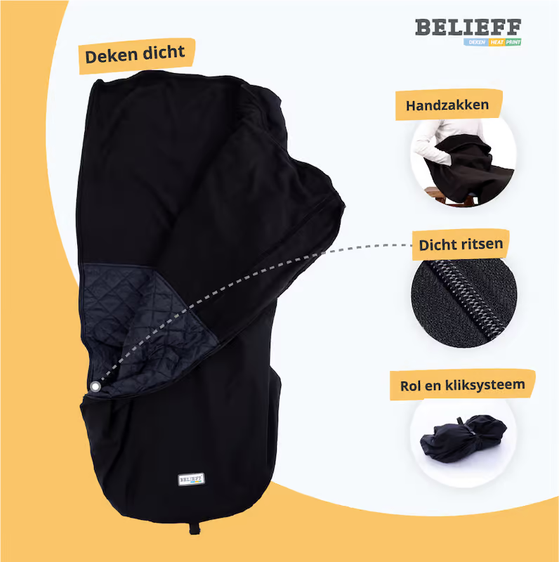 Belieff Warm Scooter-Decke rundum geschlossen mit Handwärmertaschen